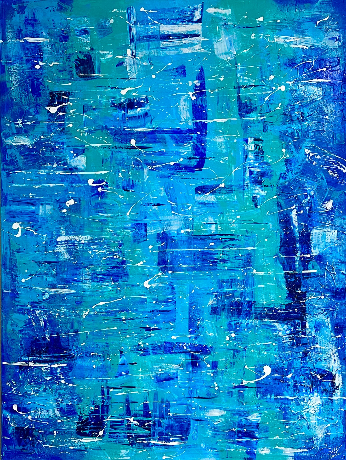 Liquid Turquoise  48x36  Canvas