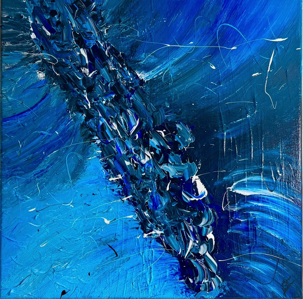 Blue Vortex  18x18 Canvas