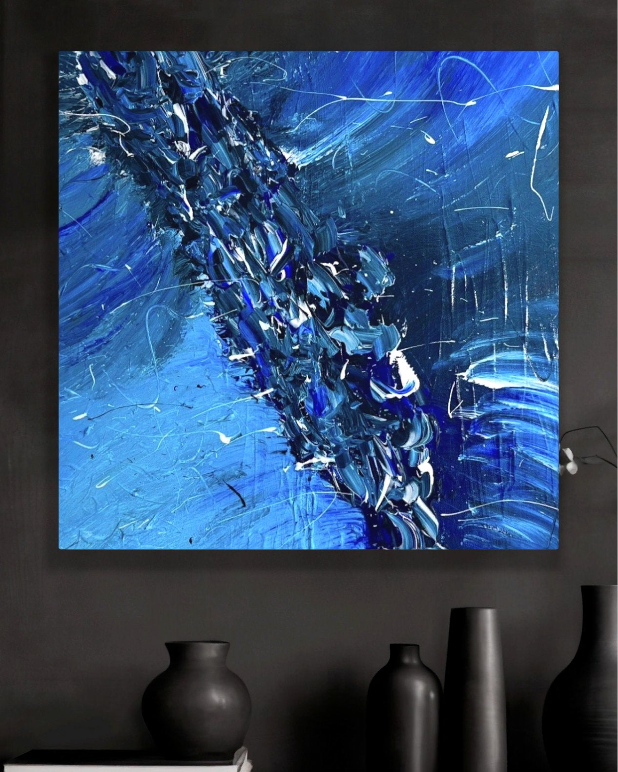 Blue Vortex  18x18 Canvas